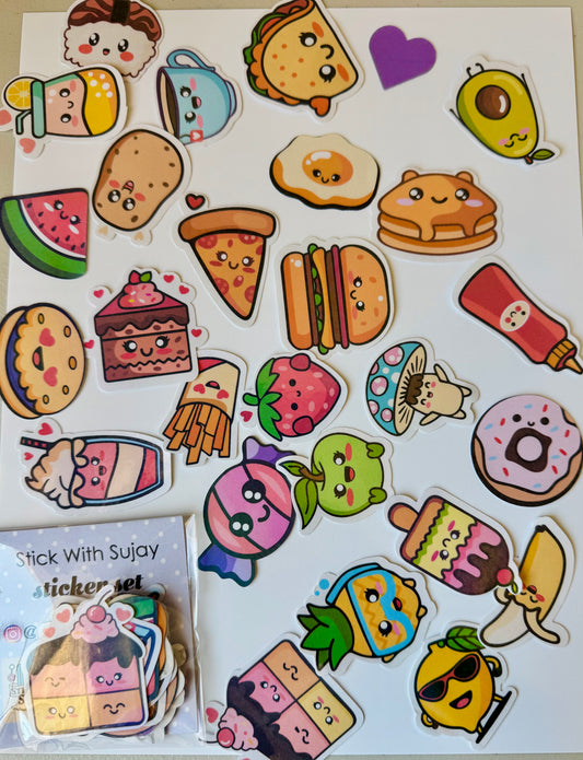 Kawaii Food Sticker set (25 stickers)